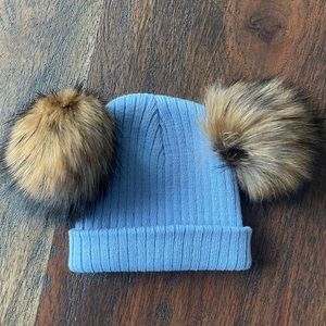 NEW baby/toddler winter beanie/hat fur pompoms